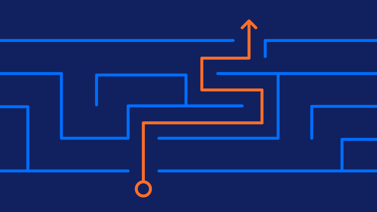 graphic of path through puzzle of lines